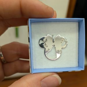 Colgante de Plata 925 Silueta Minnie con Cenicienta (Hecho a Mano)